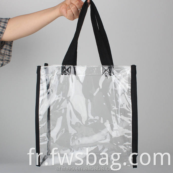 Simple Design Football Stadium approuvé grand carré Sac de fourre-tout PVC Clear Shopping PVC